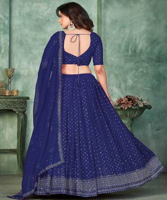 Embroidery and Sequince Work Georgette Fabric Lehenga Choli With Georgette Dupatta 4
