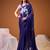 Navy blue satin silk floral printed smoothness saree