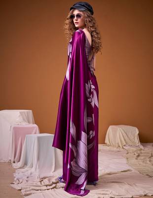 Pink satin silk floral printed smoothness saree 3