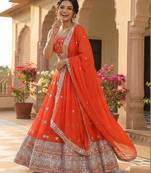 Embellished Sequinned Ready to Wear Lehenga &Unstitched  Blouse With Dupatta