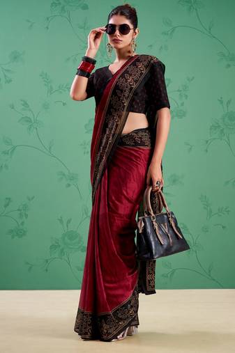 Maroon classic rangoli silk printed saree