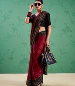 Maroon classic rangoli silk printed saree