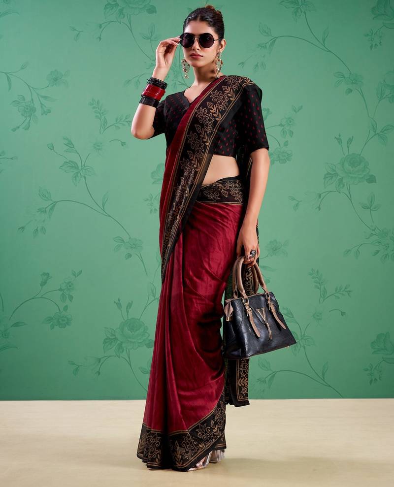 Maroon classic rangoli silk printed saree