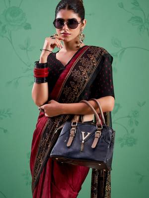 Maroon classic rangoli silk printed saree 2