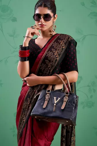 Maroon classic rangoli silk printed saree