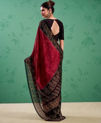 Maroon classic rangoli silk printed saree 3
