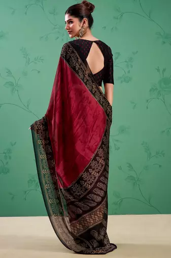 Maroon classic rangoli silk printed saree