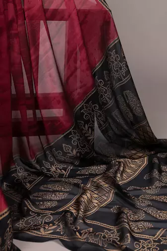 Maroon classic rangoli silk printed saree