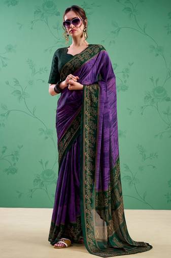 Purple classic rangoli silk printed saree