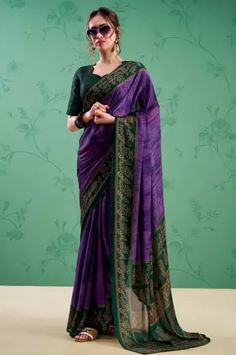 Purple classic rangoli silk printed saree