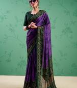 Purple classic rangoli silk printed saree