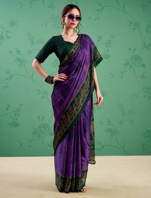 Purple classic rangoli silk printed saree 2