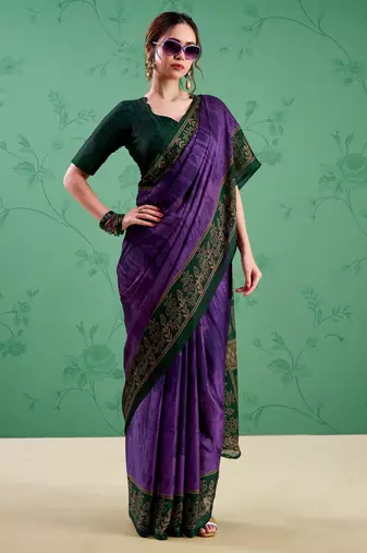Purple classic rangoli silk printed saree