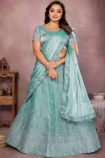 Embellished Semi Stitched Lehenga Choli With Dupatta