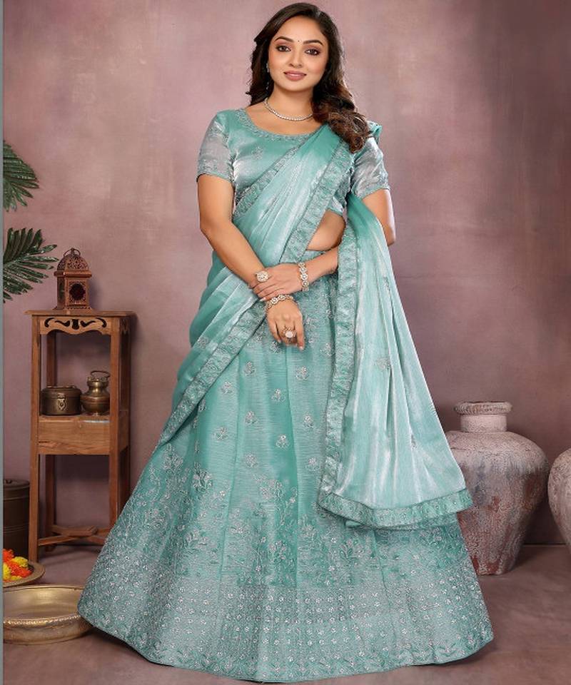 Embellished Semi Stitched Lehenga Choli With Dupatta