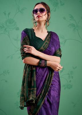 Purple classic rangoli silk printed saree 3