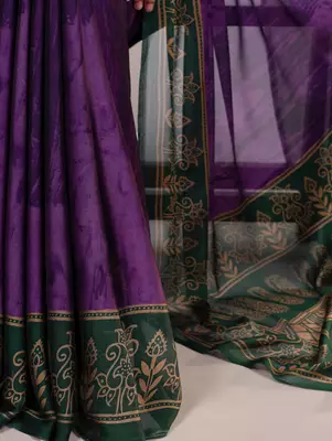 Purple classic rangoli silk printed saree 4