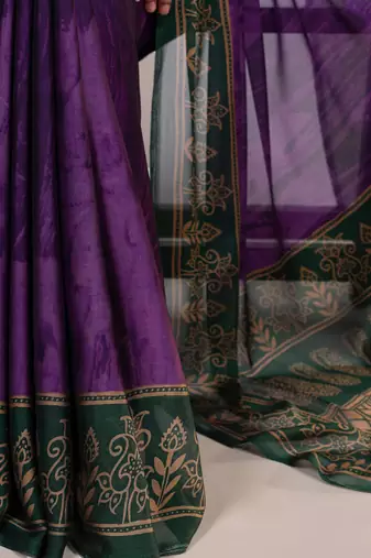 Purple classic rangoli silk printed saree
