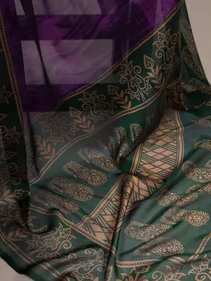 Purple classic rangoli silk printed saree 5