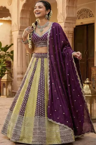 Embellished Sequinned Semi Stitched Lehenga & Unstitched  Blouse With Dupatta