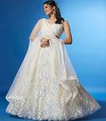 Embroidered Sequinned Net Semi Stitched Lehenga & Unstitched Blouse With Dupatta