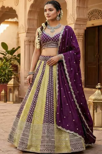 Embellished Sequinned Semi Stitched Lehenga & Unstitched  Blouse With Dupatta