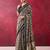 Black luxurious chanderi cotton printed with zari weaving work saree