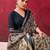 Black luxurious chanderi cotton printed with zari weaving work saree