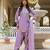 Lavender embroidered japan satin stitched kurti set with dupatta & patiyala pant