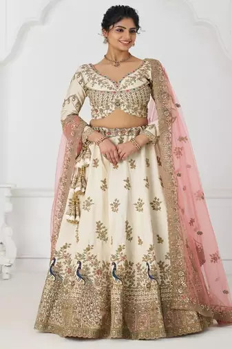 Embroidered Sequinned Semi Stitched Lehenga & Unstitched Blouse With Dupatta