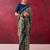 Navy blue luxurious chanderi cotton printed with zari weaving work saree