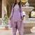 Lavender embroidered japan satin stitched kurti set with dupatta & patiyala pant