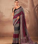 Black beautifully printed poly mal cotton saree