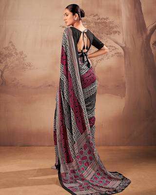Black beautifully printed poly mal cotton saree 4