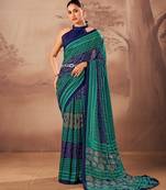Firozi beautifully printed poly mal cotton saree