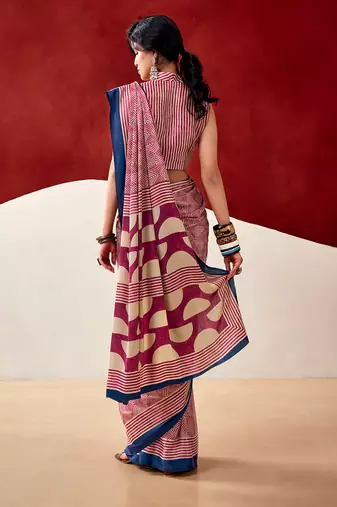 Pink soft dull silk fancy printed saree