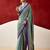 Sea green soft dull silk fancy printed saree