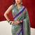 Sea green soft dull silk fancy printed saree