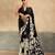 Black luxurious kalamkari art printed satin silk saree