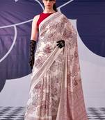 Maroon classic beauty satin sik floral printed with smooth texture saree