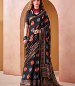 Black elegance pv chanderi  printed lightweight saree