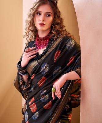 Black elegance pv chanderi  printed lightweight saree 3
