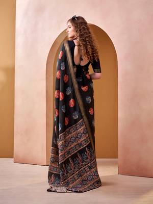 Black elegance pv chanderi  printed lightweight saree 4