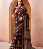 Maroon elegance pv chanderi  printed lightweight saree