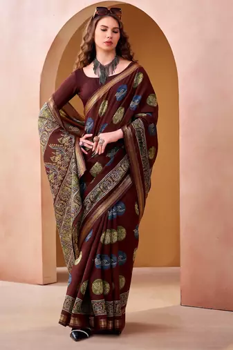 Maroon elegance pv chanderi  printed lightweight saree