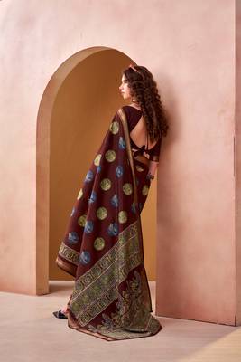 Maroon elegance pv chanderi  printed lightweight saree 3