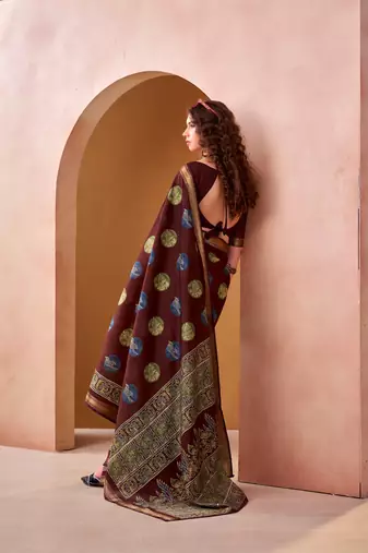 Maroon elegance pv chanderi  printed lightweight saree