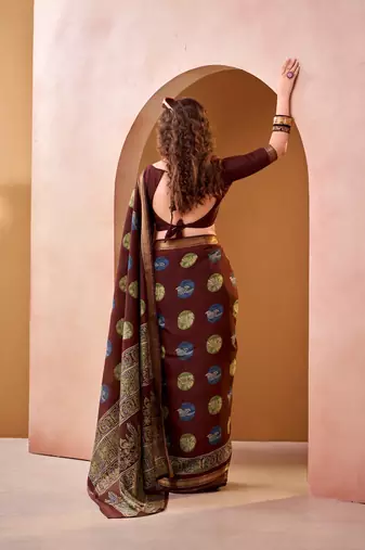 Maroon elegance pv chanderi  printed lightweight saree