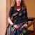 Navy blue elegance pv chanderi  printed lightweight saree