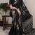 Black slub silk foral printed with zari border work saree